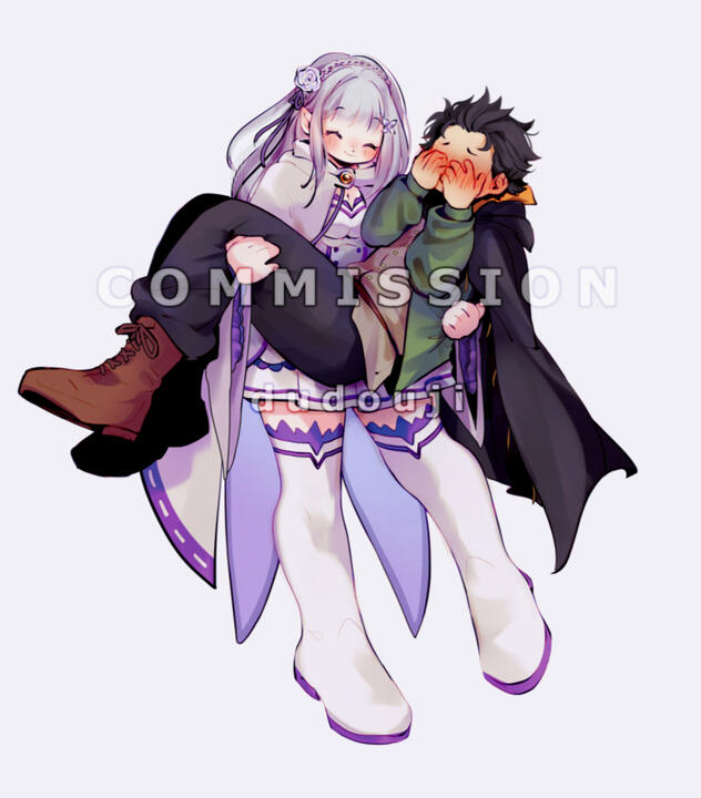 Emilia & Subaru | Re:Zero | itskittenss @ twitter